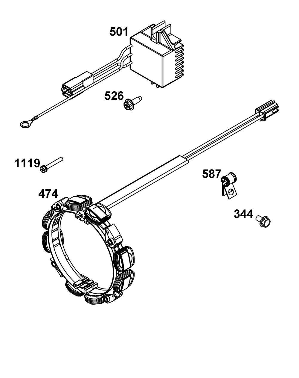 Alternator Group Diagram and Parts List for 540477-0129-B5 400000 - 699999 Briggs and Stratton Engine